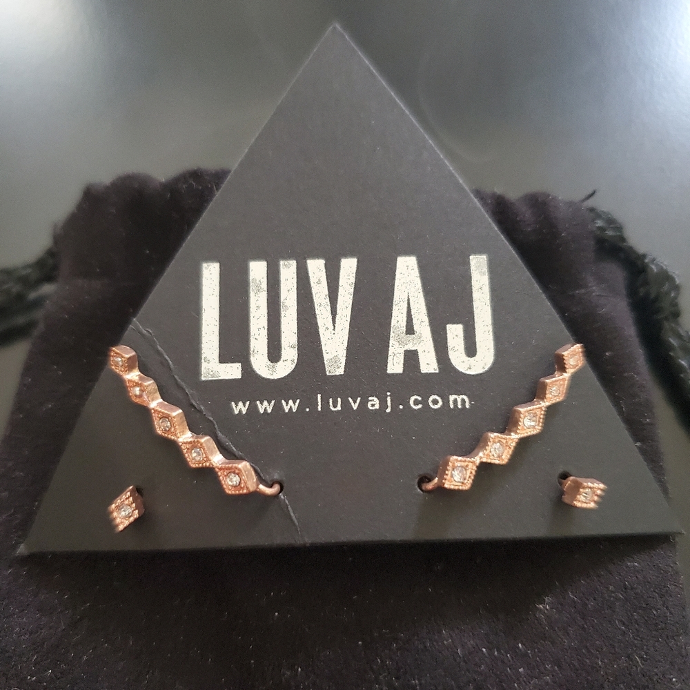 NWOT LUV AJ Rose Gold Earring set